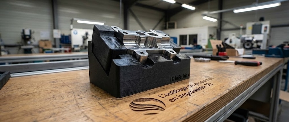 Types d'outillage impression 3D FDM — gabarits de masquage, brides et supports de contrôle — atelier TH Industries Sarrigné