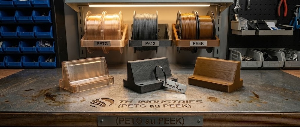 Bobines de filaments PETG, PA12 et PEEK pour outillage industriel impression 3D — TH Industries Sarrigné