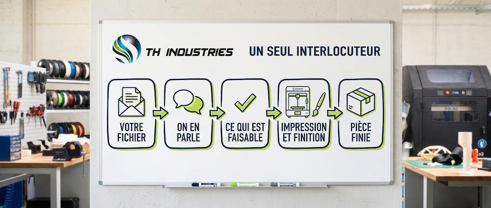 Les cinq étapes d'un projet TH Industries, du fichier à la pièce finie
